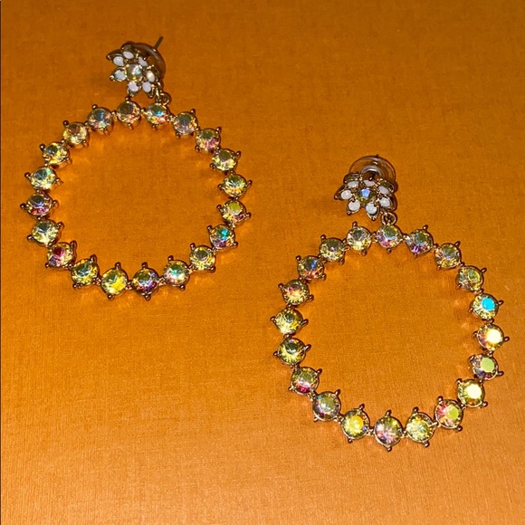 Betsey Johnson Jewelry - Betsey Johnson Goldtone & Crystal Hoop Earrings